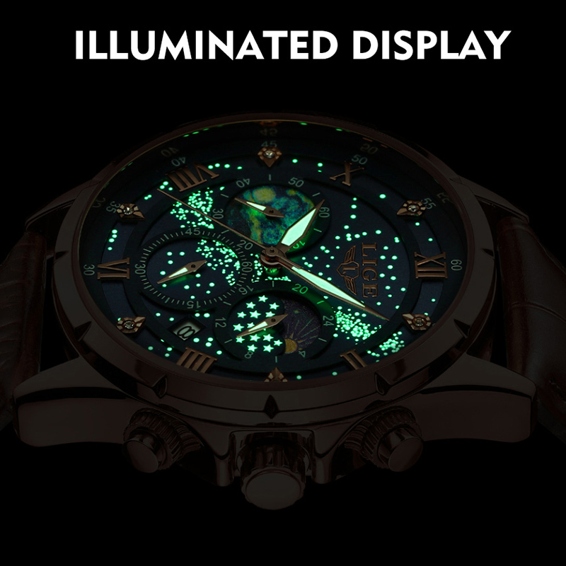 Reloj LIGE Nuevo con Fase Luna - Smartwatch Army Watches For Men reseña y precio